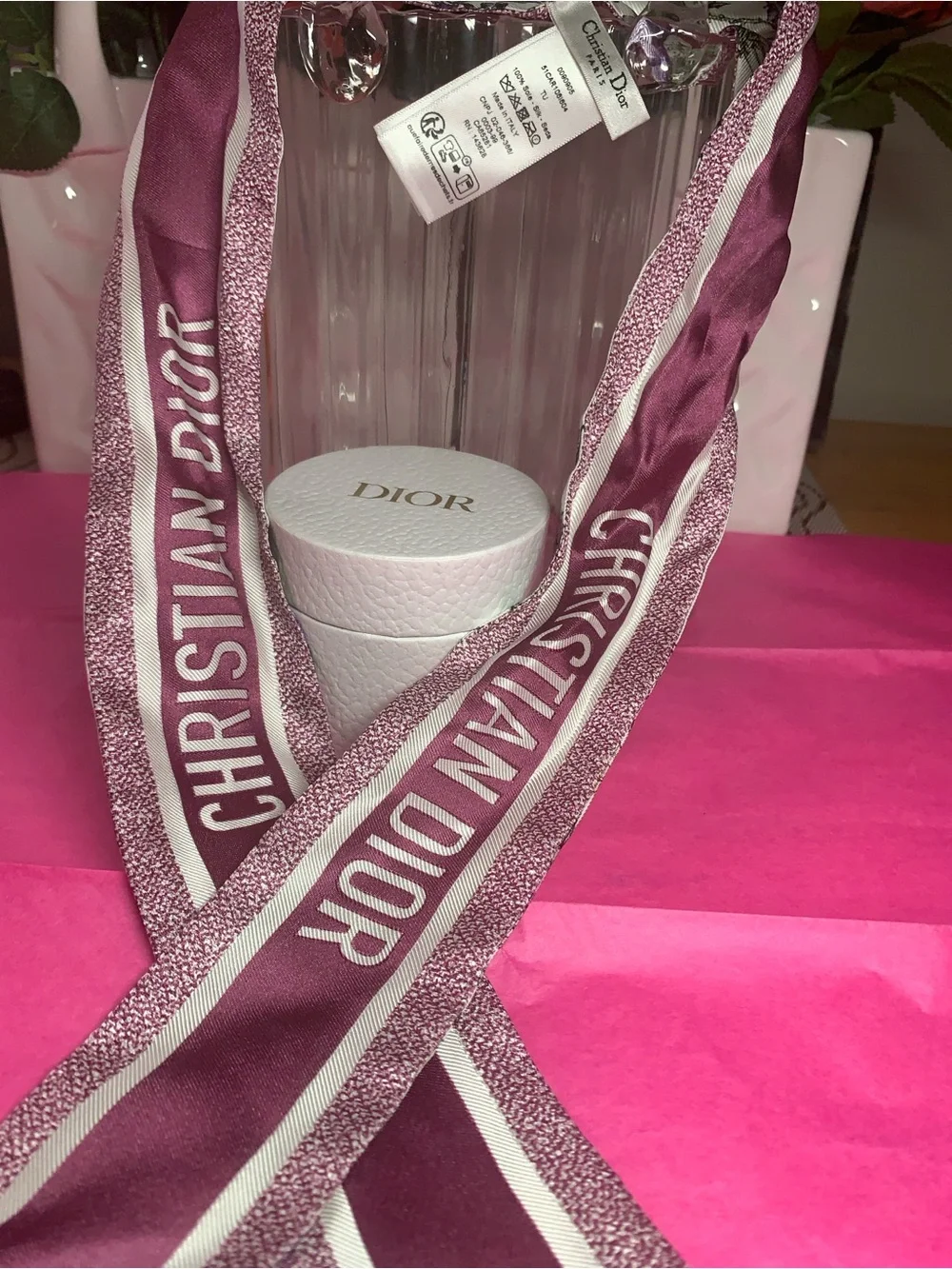 With Box Pre Owned Dior Floral Silk Twilly Scarf
